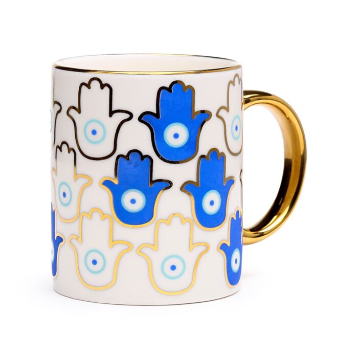 Porcelánový hrnek - 300 ml - Evil Eye - Boží oko - talisman  -Dlaň