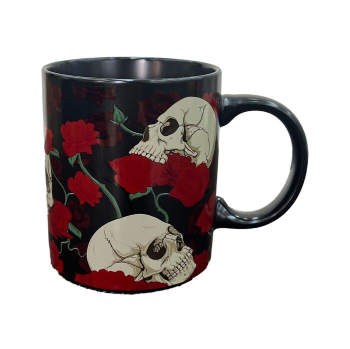 Porcelánový hrnek - 300 ml - Skulls & Roses - Lebka a růže