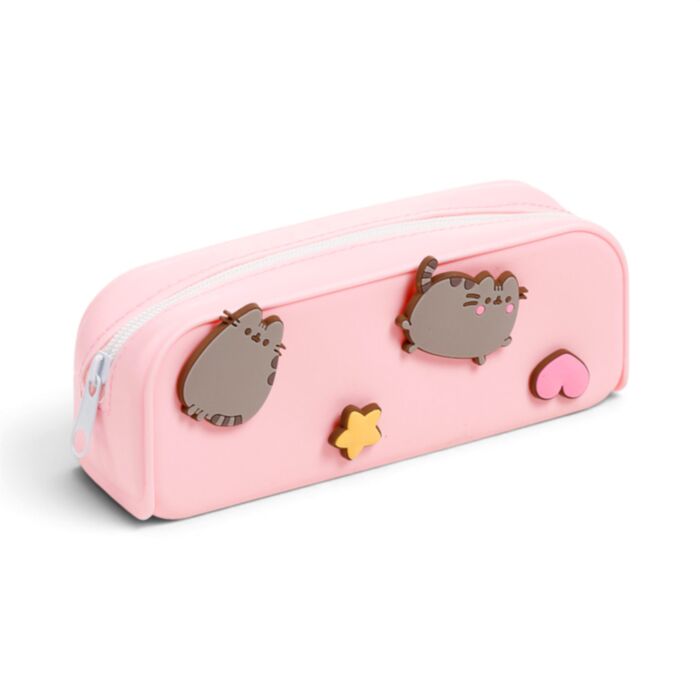 Silikonový penál - ozdoba - Kočka Pusheen - Hvězdička a srdíčko