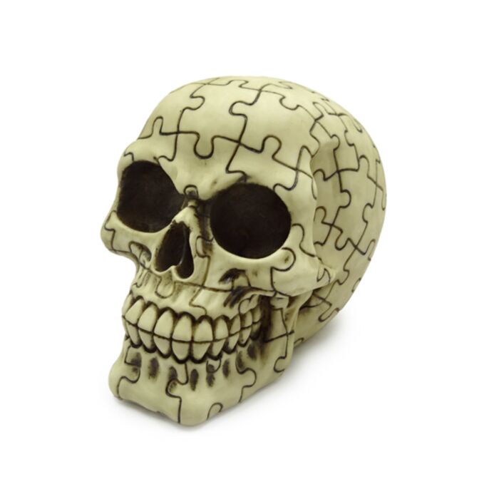 Dekorace - soška - Lebka s motivem puzzle