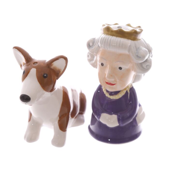 Sada slánka a pepřenka-keramika-Královna a pes Corgi