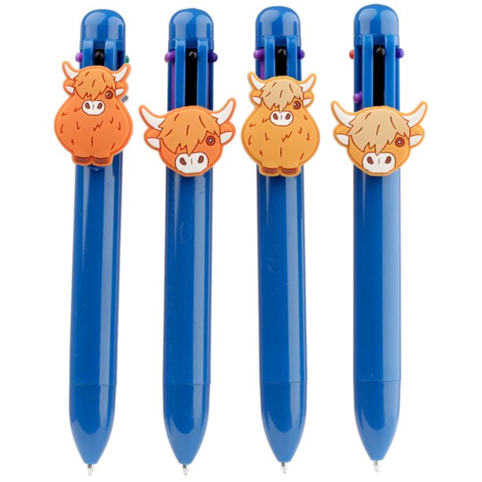 Vícebarevná propiska (6 barev) - ozdoba - Skotská kráva Highland Coo