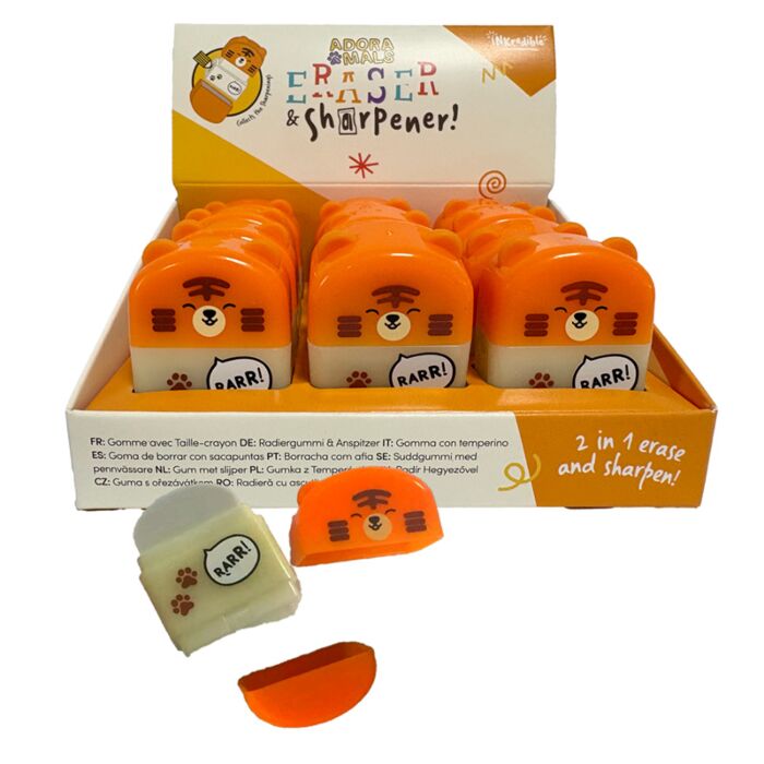 Ořezávátko a guma - 2v1 - Adoramals - Tygr