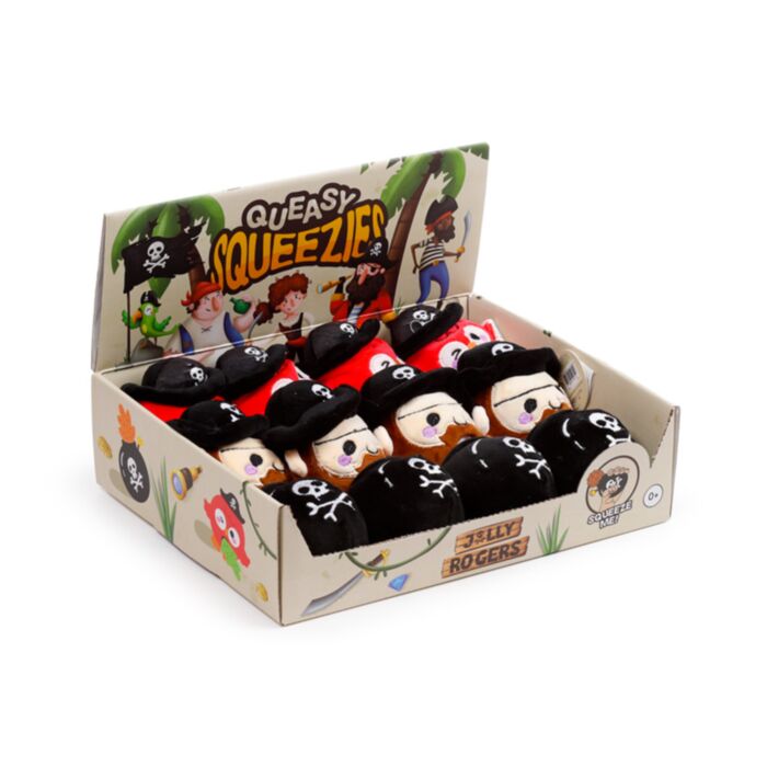 Plyšová mačkací hračka antistres- Queasy Squeezies  - Pirát Jolly Rogers 