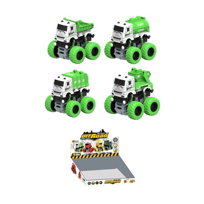 Autíčko - třecí pohon -Terénní kaskadérský náklaďák s velkými koly 