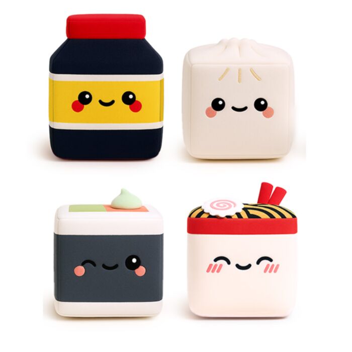 Plyšová mačkací hračka - paměťová pěna - Squish Blox - Foodiemals - Bao House Bao Bun