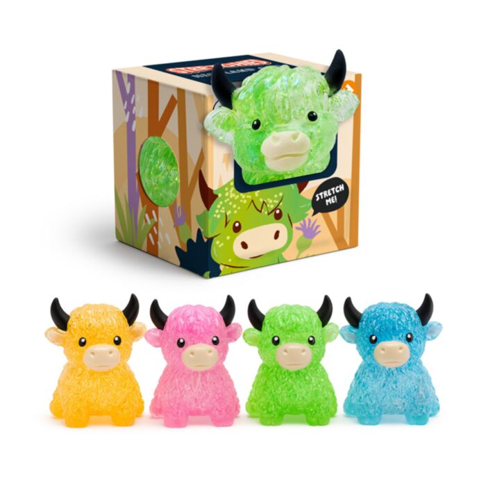 Antistresová hračka Squezzy - sladový cukr - glitter - Highland Coo Cow - Kráva