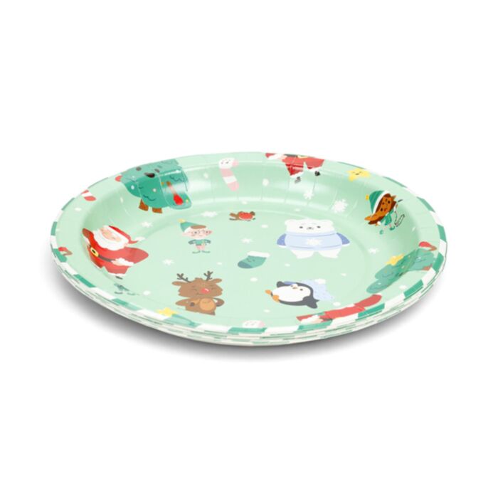 Talíř - papírový - vánoční - 10 ks - 23 cm - Jingle Bunch 