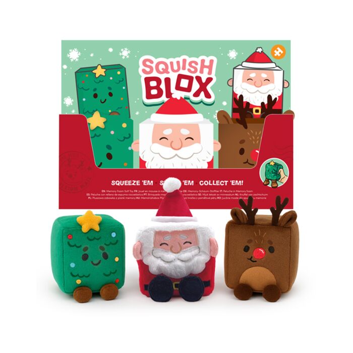 Plyšová mačkací hračka - paměťová pěna - velká - vánoční - Squish Blox -  Jingle Bunch