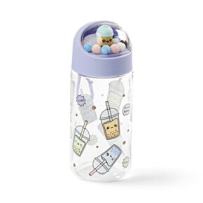 Nerozbitná plastová dětská láhev s víčkem 350ml-ozdoby-Foodiemals-Bubble Tea