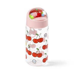 Nerozbitná plastová dětská láhev s víčkem 350ml-ozdoby-Foodiemals-Třešeň
