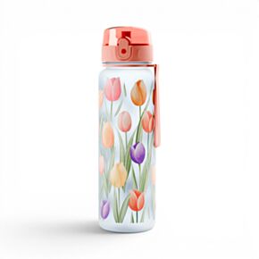 Nerozbitná plastová láhev s víčkem 600ml - Tulips - Tulipán