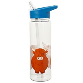 Láhev na vodu s brčkem 550ml-Skotská náhorní kráva