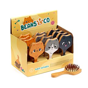 Bambusový kartáč na vlasy Kočka Beans & Co Bambusový kartáč na vlasy Kočka Beans & Co