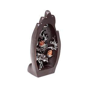 Dekorace - soška - Lotos - ručně vyřezávaný - černá a stříbrná Dekorace - soška - Lotos - ručně vyřezávaný - černá a stříbrná