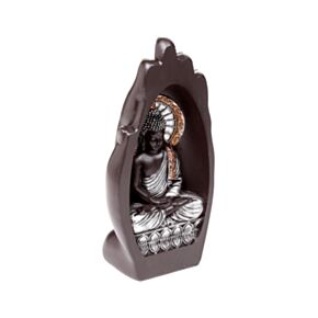 Dekorace - soška - Buddha - ručně vyřezávaný - černá a stříbrná 