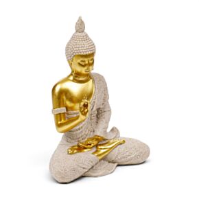 Dekorace - soška - Thai Buddha - meditace - efekt pískovce a zlata