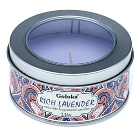 Svíčka v plechové krabičce Goloka Nag Champa Levandule