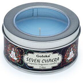 Svíčka v plechové krabičce Goloka Nag Champa Sedm čaker Svíčka v plechové krabičce Goloka Nag Champa Sedm čaker