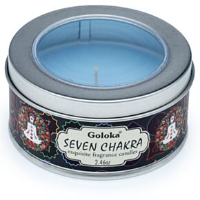 Svíčka v plechové krabičce Goloka Nag Champa Sedm čaker