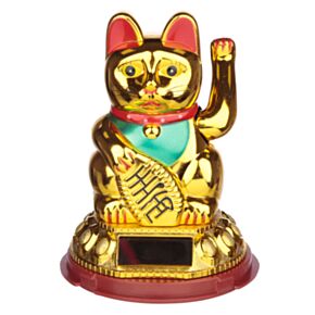 Figurka- solární - Kočka Maneki Neko - zlatá