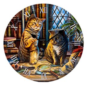 Nástěnné hodiny  - Kočka Holmes - design Lisa Parker