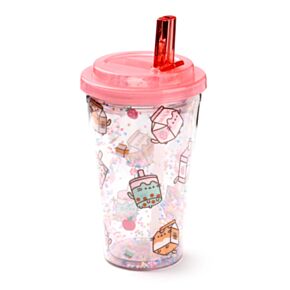 Kelímek - brčko - víčko - Kočka Pusheen Sips