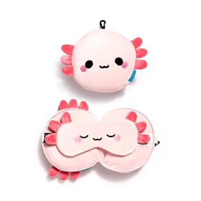 Cestovní polštář a maska na oči Relaxeazzz - Adoramals  ryba axolotl Maddie