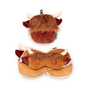Cestovní polštář a maska na oči Relaxeazz  Skotská náhorní kráva Highland Coo