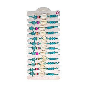 Náramek - modré korálky - mušle