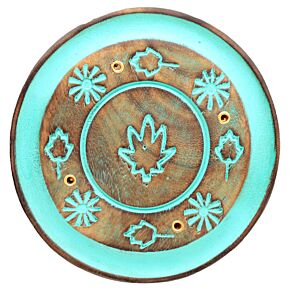 Stojánek - vonné tyčinky -mangové dřevo - Listy, kulatý Stojánek - vonné tyčinky -mangové dřevo - Listy, kulatý