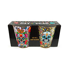 Panák - 50 ml - sada 2 ks - Day of the Dead - Lebka Mexiko