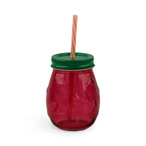 Sklenice - víčko a  brčko - Foodiemals - Jahoda