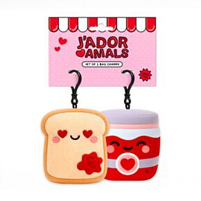 Klíčenka - plyšová - sada 2 ks - Squidglys - J'Adoramals - Srdce - Toast a marmeláda 