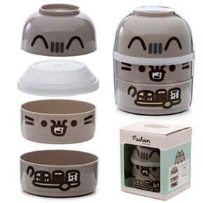 Svačinový box se dvěma patry  Bento kulatá - Kočka Pusheen 