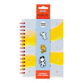 Linkovaný A5 zápisník ze silokonu - ozdoby - Peanuts Snoopy & Woodstock 