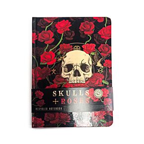 Linkovaný A5 zápisník z recyklovaného papíru - Skulls & Roses - Lebak a růže