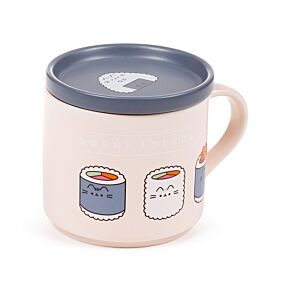 Sada porcelánový hrnek a podtácek 420 ml-Kočka Pusheen-Bento club-Sushi lover