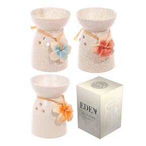 Keramická aromalampa s květinou, kropenatá