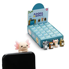Ozdoba na mobil - samolepicí -  3D - PVC  Adoramals - Axolotl, lenochod, kapybara a kočka