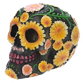Dekorativní soška - Day of the Dead - Lebka Mexiko - kopretina