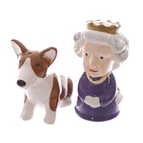 Sada slánka a pepřenka-keramika-Královna a pes Corgi