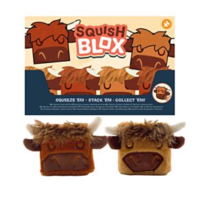 Plyšová mačkací hračka - paměťová pěna - Squish Blox - Highland Coo Cow - kráva