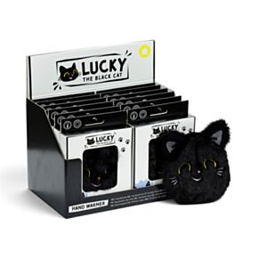 Ohřívač rukou - plyšový obal - Lucky the Black Cat - Kočka